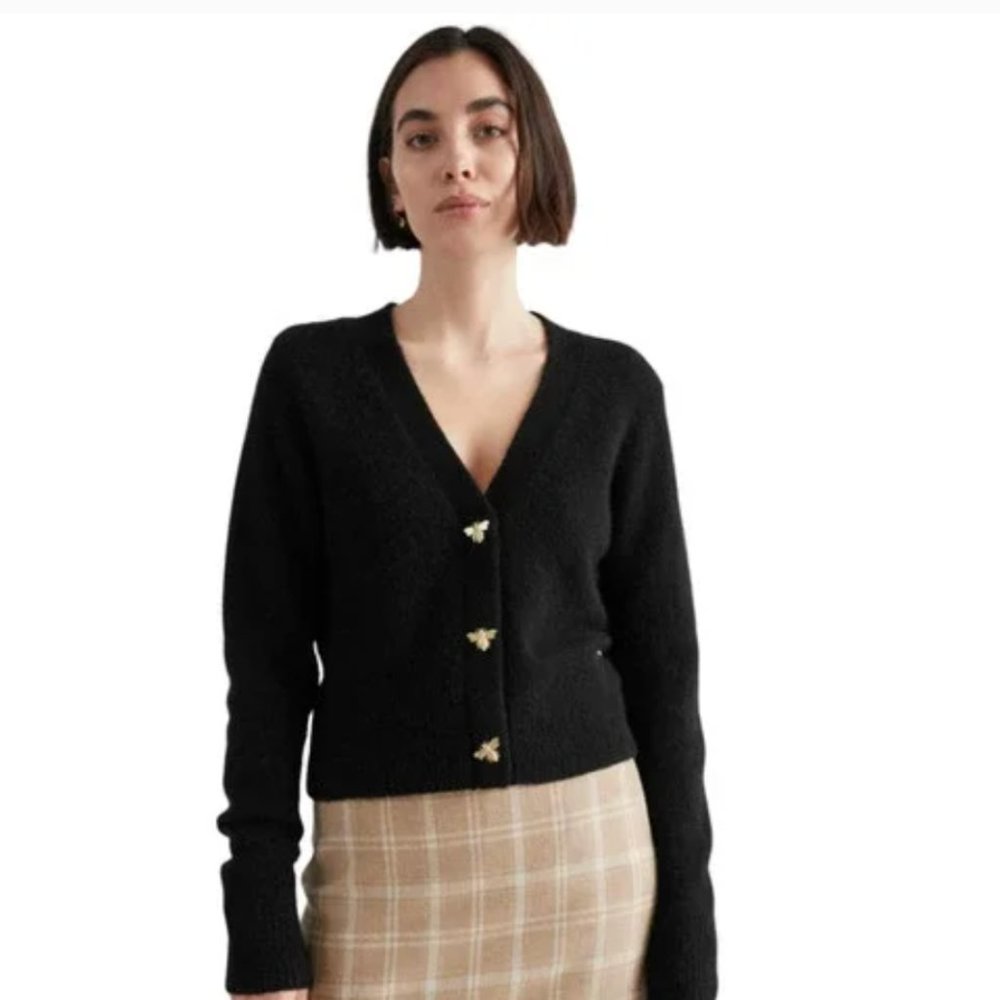 & Other Stories Wool Black Bee Alpaca Cardigan Sweater